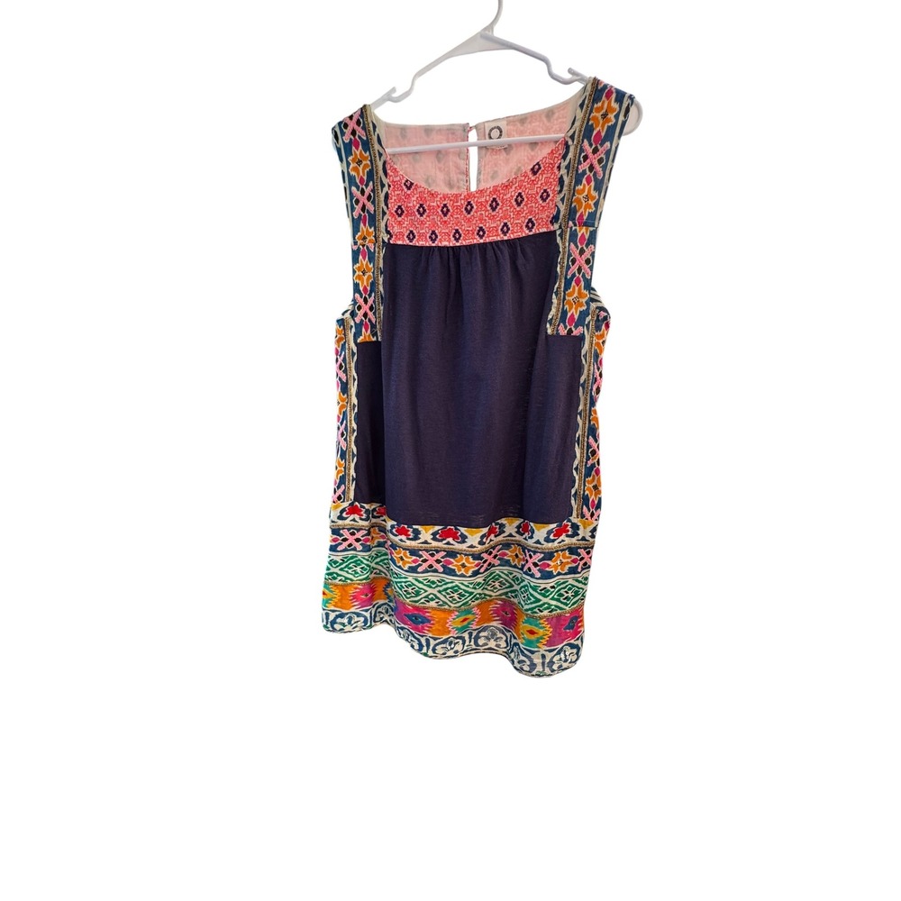Akemi + Kin 100% Cotton Sleeveless Boho Shift Dress Casual Chic Beaded